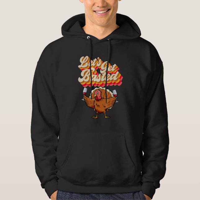 Veste À Capuche Faisons-nous arroser  Dinde rétro au vin de Thanks (Devant)