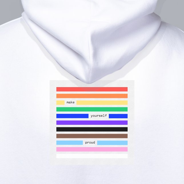 Veste À Capuche Faites-vous Fier Arc-en-ciel Caviardage Fierté 202 (make yourself proud rainbow redaction poem Pride hoodie by Renate Kriegler - worldwide delivery)