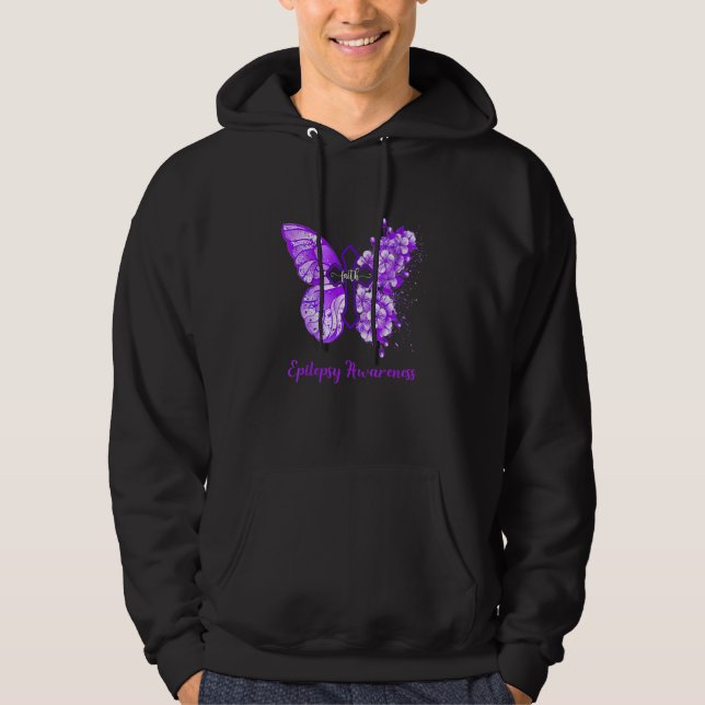 Veste À Capuche Faith Floral Butterfly Epilepsy Awareness Purple W (Devant)