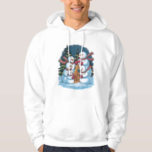 Veste À Capuche Famille Joyeux Snowman (Devant)