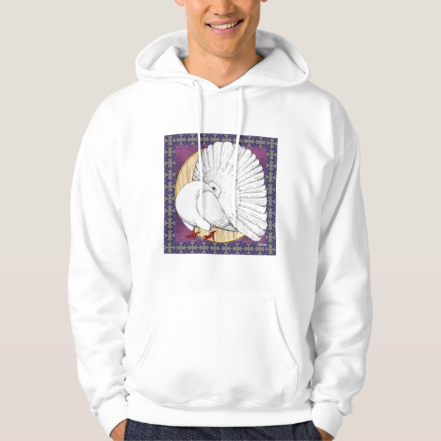 Veste À Capuche Fantail Pigeon Blanc avec Arrière - plan (Devant)