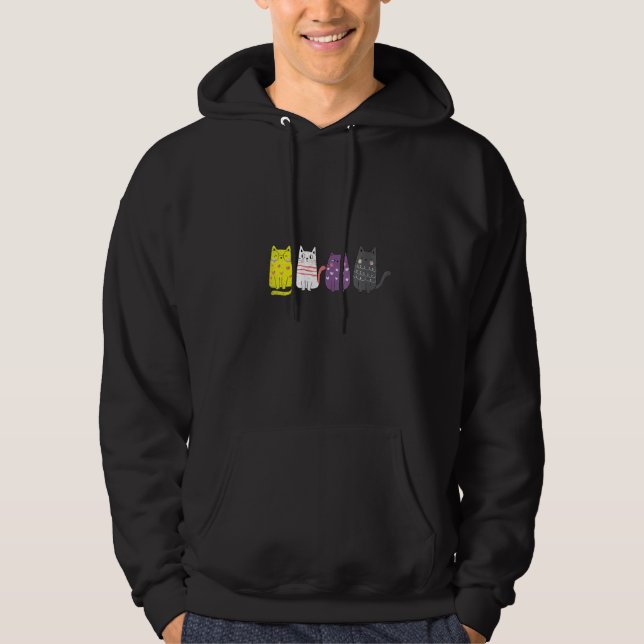 Veste À Capuche Femme Cute Animal Chat Non Binary Pride Agender N (Devant)