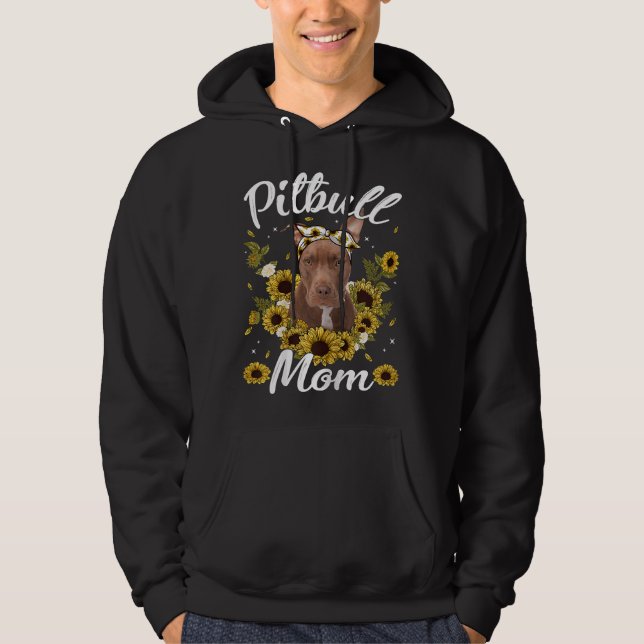 Veste À Capuche Femme mignonne Pitbull Maman Tournesol Chien Maman (Devant)