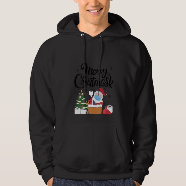 Veste À Capuche Femmes Joyeux Noël Masque drôle Noël Père Noël Cla (Devant)
