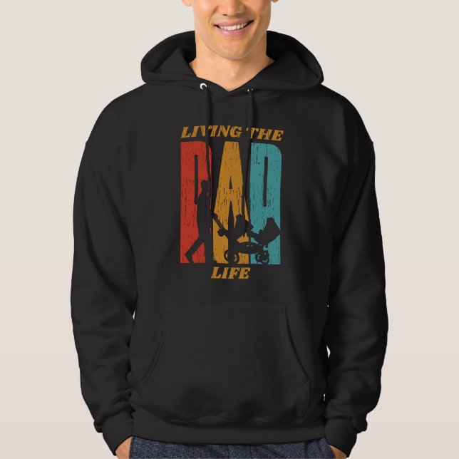 Veste À Capuche Fête des pères Vivre Le Père Vie Rétro (Devant)