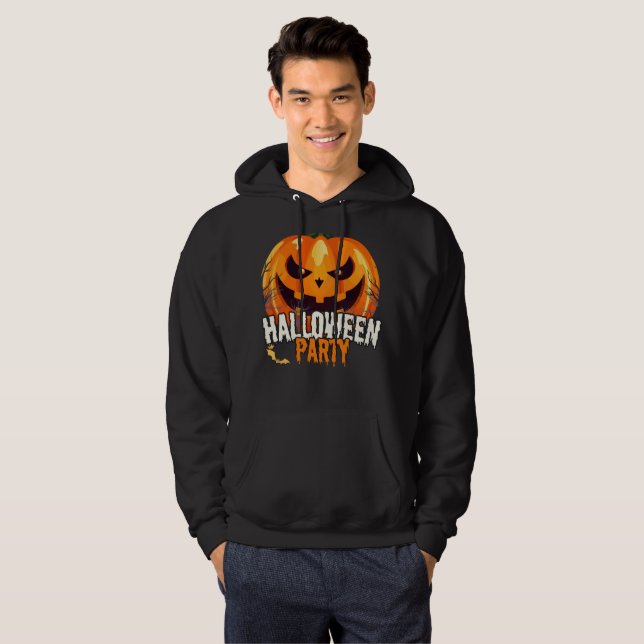 Veste À Capuche Fête d'Halloween – Conception de citrouille-lanter (Devant entier)