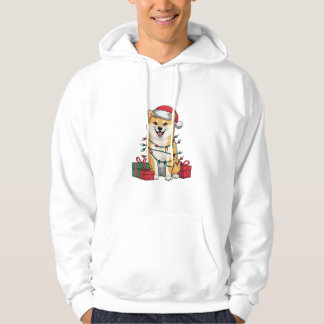 Veste À Capuche Feu de Noël Éclairage Santa Hat Shiba Inu Chien No