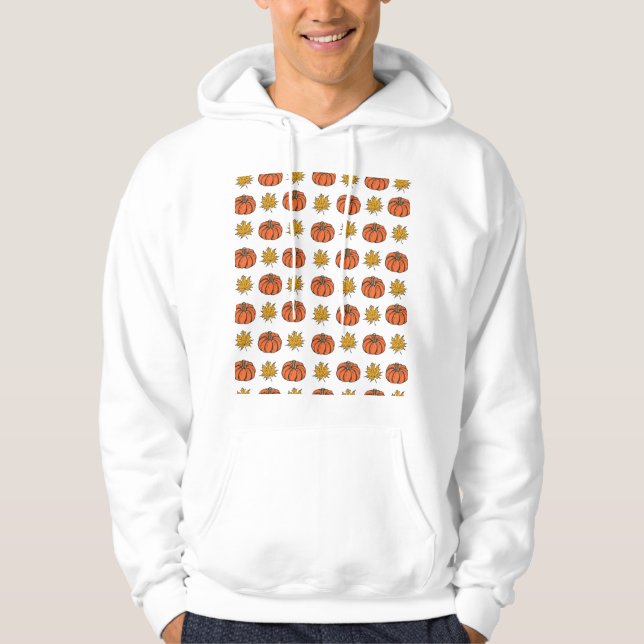 Veste À Capuche Feuilles d'automne : Motif Citrouille à main (Devant)