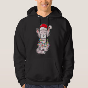 Veste À Capuche Feux de Noël Chat portant le Casquette de Noël - C