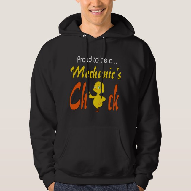 Veste À Capuche Fier d'être un mécanicien de poussins cadeaux de m (Devant)