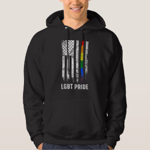 Veste À Capuche Fier Drapeau Américain Arc En Ciel Gay Lgbtq Lgbt