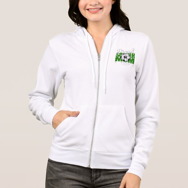 Veste À Capuche Fier maman de football en vert (Devant)