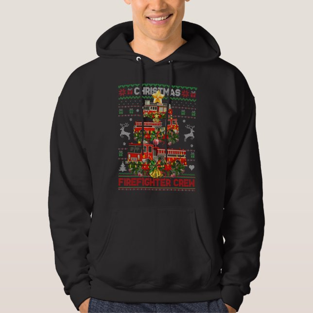 Veste À Capuche Fier pompier Ugly Sweater Fire Truck Christma (Devant)