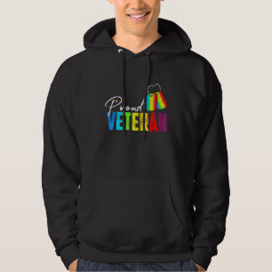 Veste À Capuche Fier vétéran transfusionnel Militaire LGBTQ Rainbo