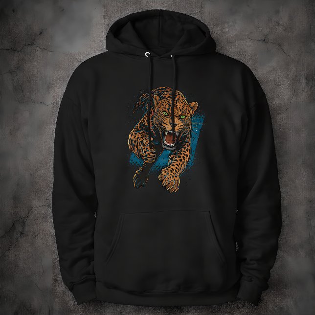 Veste À Capuche Fierce Leopard Big Cat Wildlife Art Animal (Créateur téléchargé)