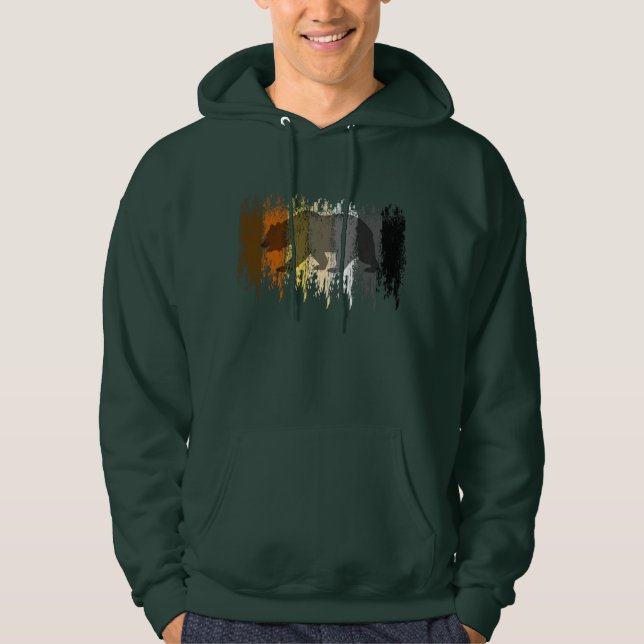 Veste À Capuche Fière ombre d'ours grunge gay Pride (Devant)