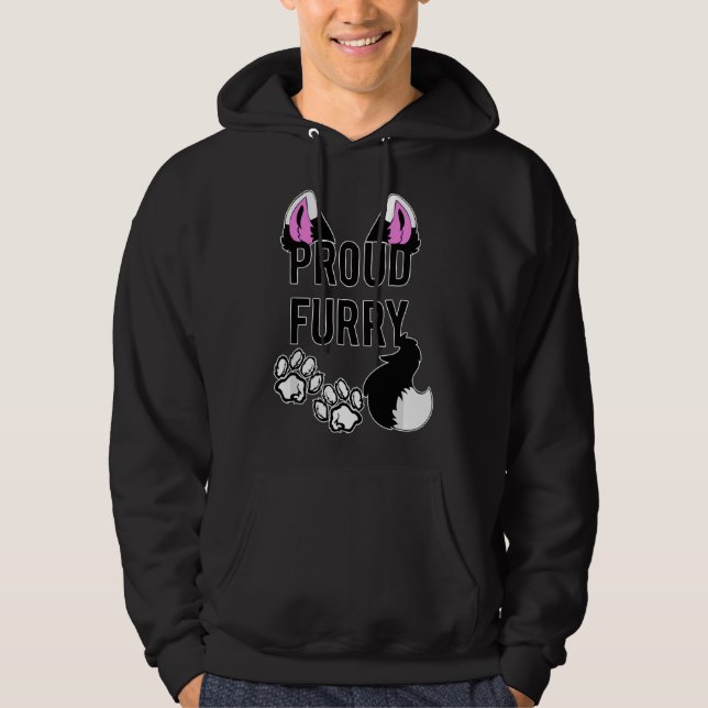Veste À Capuche Fière peluche queue oreilles cosplay fursona femme (Devant)