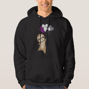 Veste À Capuche Fierté Drapeau Asexuel Lgbtq Coeurs Balloon Sloth
