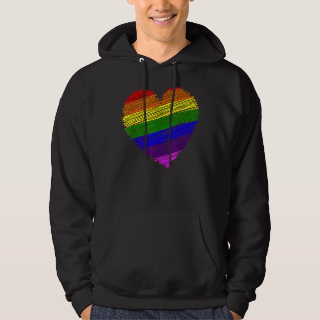 Veste À Capuche Fierté Drapeau J'aime Lgbt Rainbow Coloured Heart (Devant)