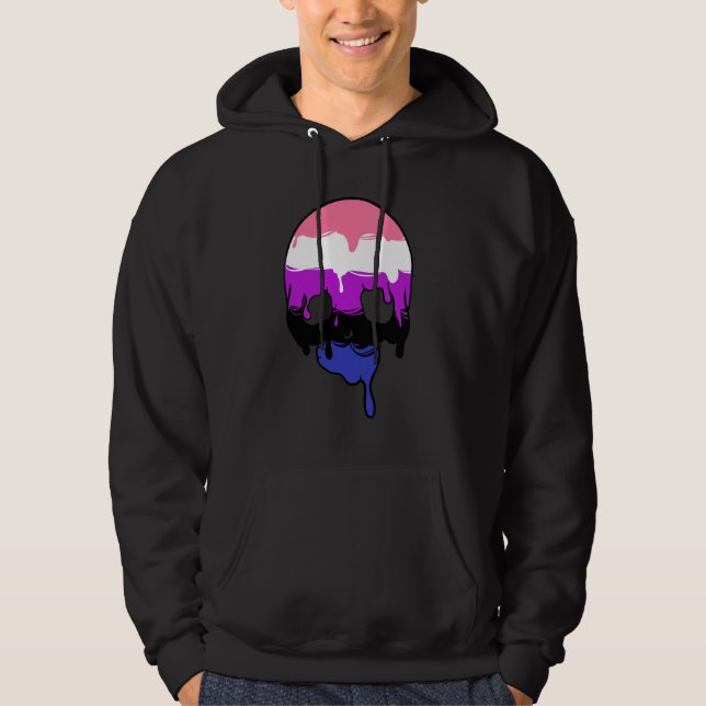 Veste À Capuche Fierté genderfluid crâne dégoulinant (Devant)