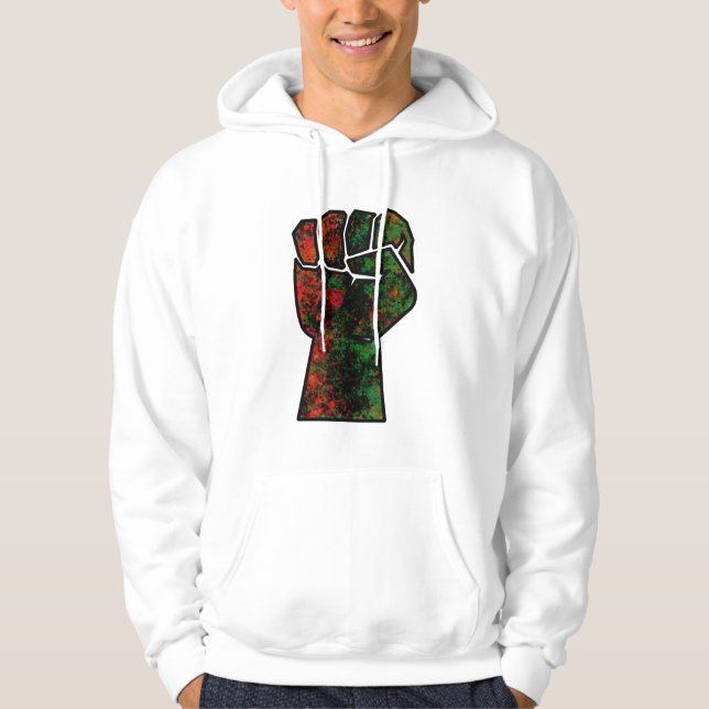 Veste À Capuche fierté noire drapeau rouge vert poing panafricain  (Devant)