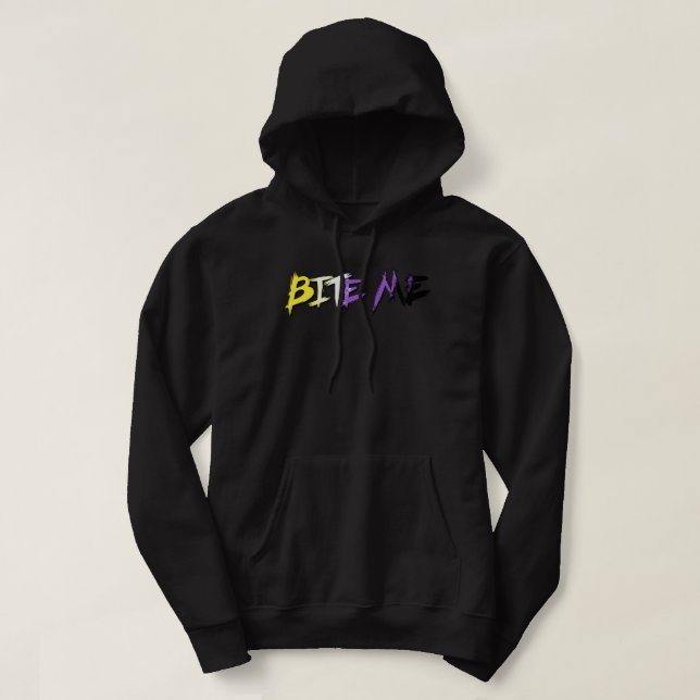 Veste À Capuche Fierté non-binaire Mords-moi (Design devant)