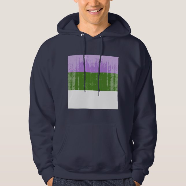 Veste À Capuche Fierté vintage de Genderqueer (Devant)
