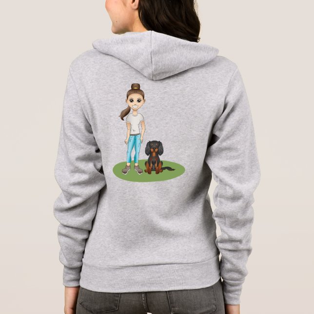 Veste À Capuche Fille de dessin animé et chien Cavalier King Charl (Dos)