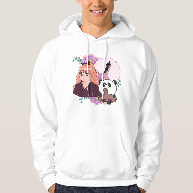 Veste À Capuche Fille de manga et panda avec prothèse de jambe (Devant)