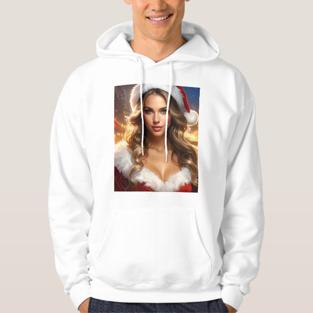 Veste À Capuche Fille du Père Noël de Noël Nostalgique (Devant)