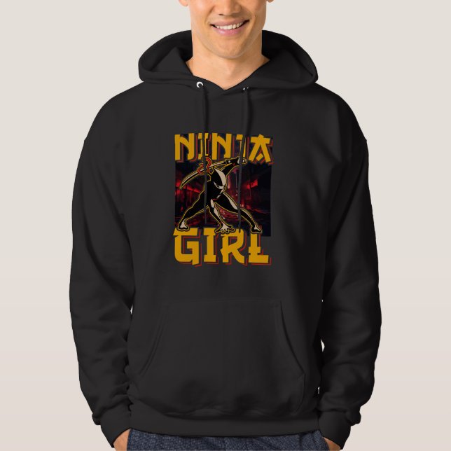 Veste À Capuche Fille Ninja guerrière drôle (Devant)