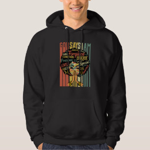 Veste À Capuche Filles Noires Dieu Dit Que Je Suis Mois De L'Histo
