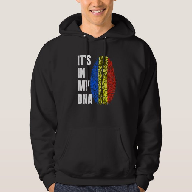 Veste À Capuche Fingerprint DNA Biometry Romanian Flag Romania   (Devant)