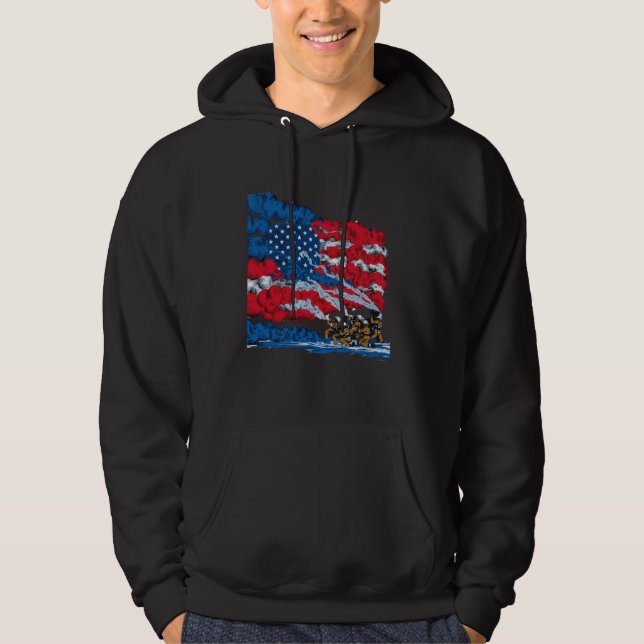 Veste À Capuche Firefight USA Drapeau Cool patriotique pompier 4e  (Devant)