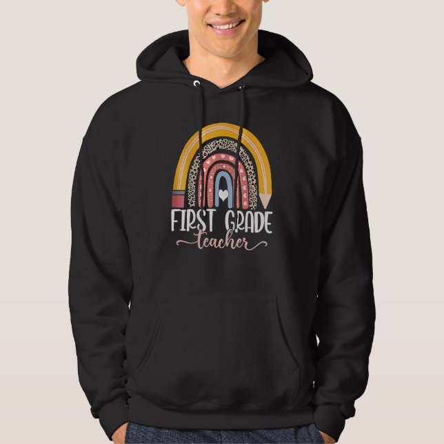 Veste À Capuche First Grade Teacher Teach Love Inspire First Day O (Devant)