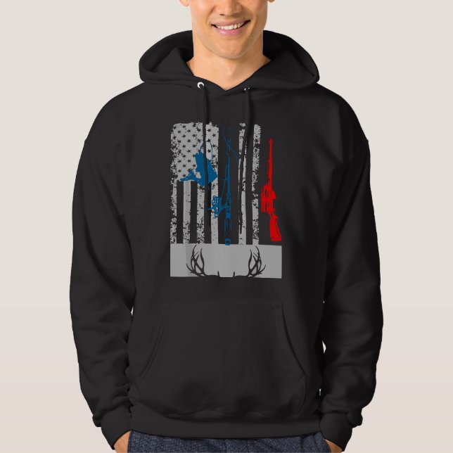 Veste À Capuche Fishing And Deer Hunting American Flag For Hunter  (Devant)