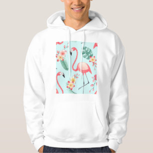 Veste À Capuche Flamants roses Fleurs tropicales Motif aquarelle