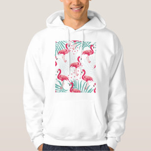 Veste À Capuche Flamingo tropical et feuille, motif d'été.