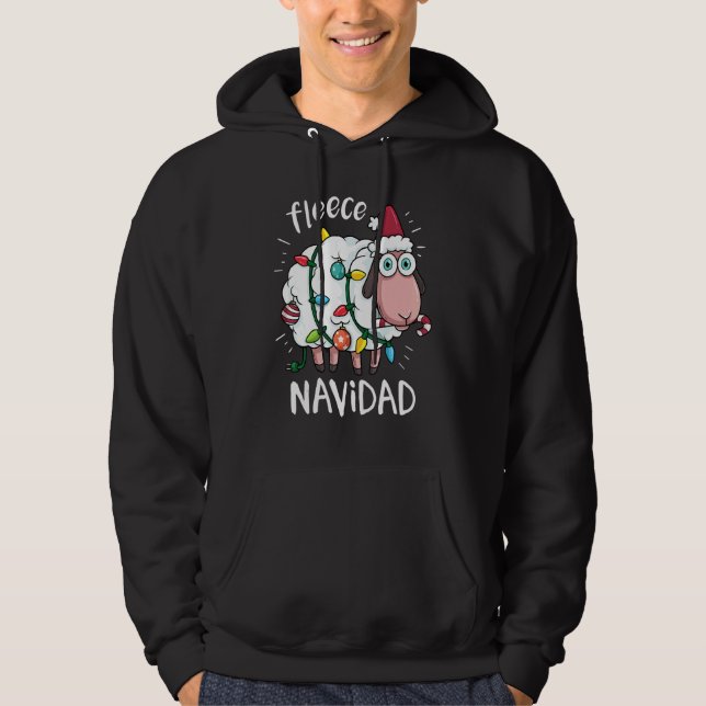 Veste À Capuche Fleece Feliz Navidad Cute Sheep Noël (Devant)