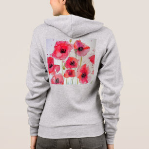Veste À Capuche Fleur d'art de l'aquarelle rouge du Poppy