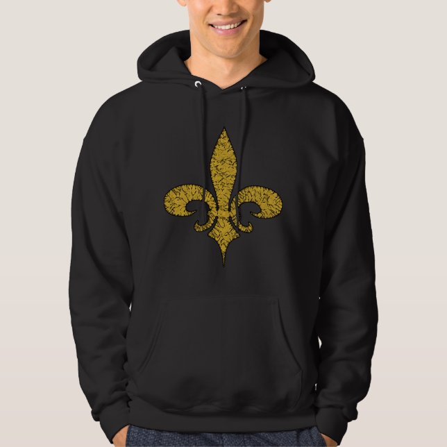 Veste À Capuche Fleur de lis en or craqué (Devant)