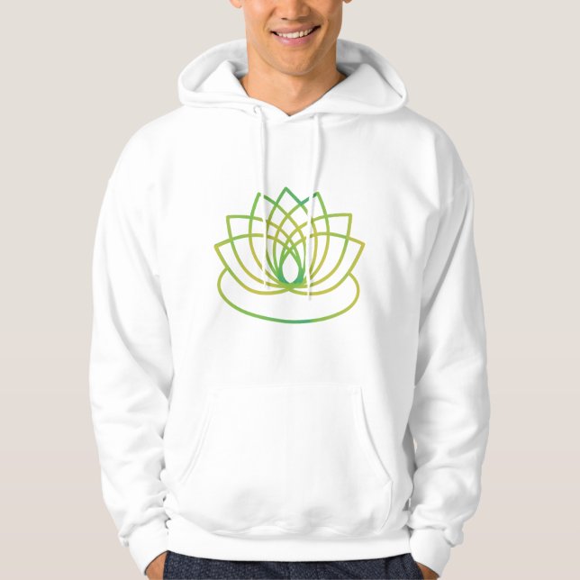 Veste À Capuche Fleur de lotus vert et jaune (Devant)