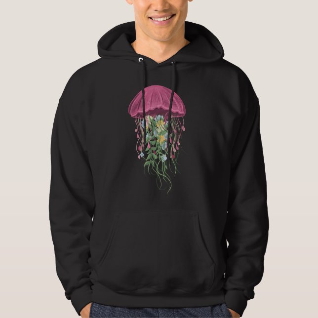 Veste À Capuche Fleur de Méduse - Plongée sous-marine avec des ani (Devant)