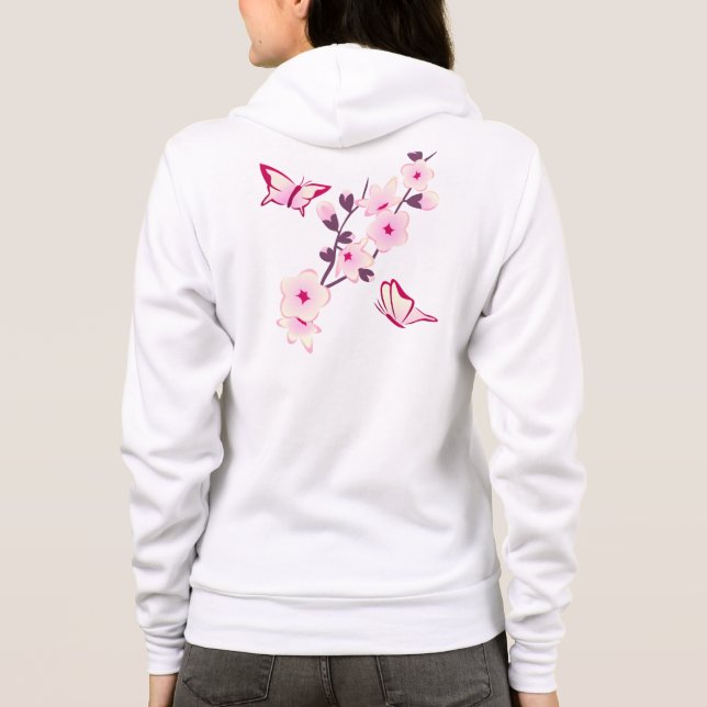 Veste À Capuche Fleur de papillon rose cerise (Dos)