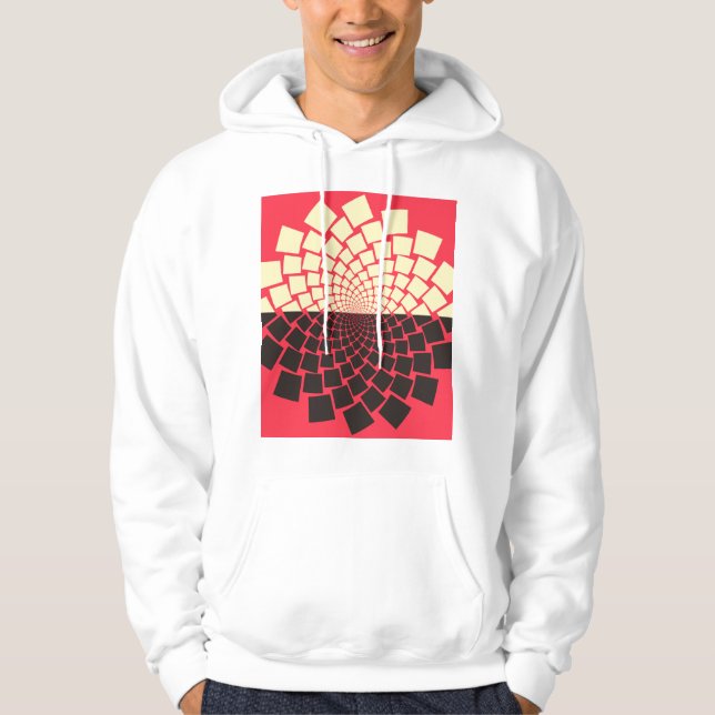 Veste À Capuche Fleur stylisée : noir rouge ivoire (Devant)