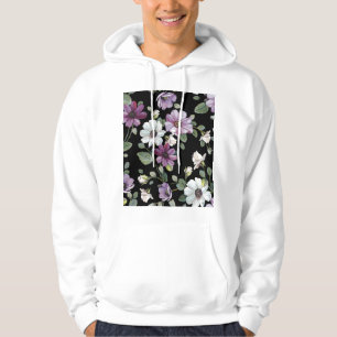 Veste À Capuche Fleurs De Cosmos Élégantes : Aquarelle Sans Couleu
