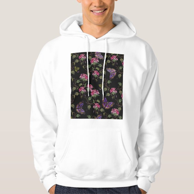 Veste À Capuche Fleurs de datura brodées : Art Botanique (Devant)