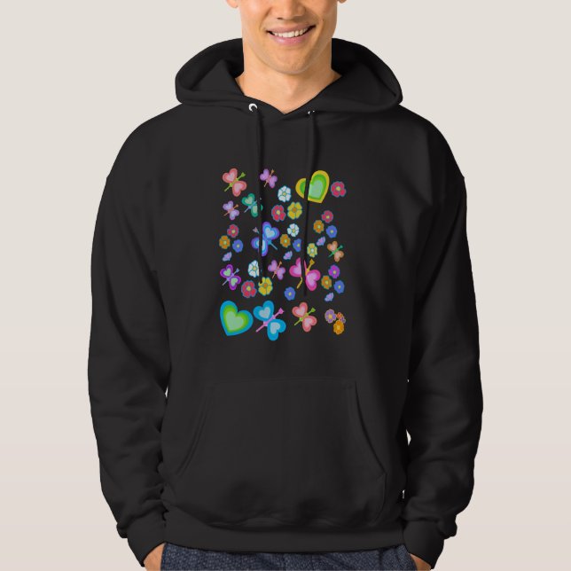 Veste À Capuche Fleurs d'été printemps Insectes de fleurs Papillon (Devant)