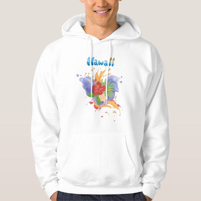 Veste À Capuche Fleurs tropicales Hawaï vacances plage été (Devant)