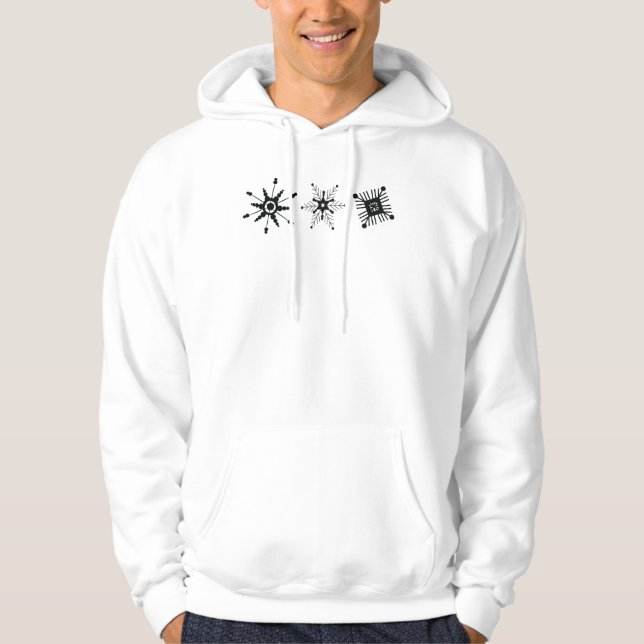 Veste À Capuche Flocons de neige de Noël simples design noir (Devant)